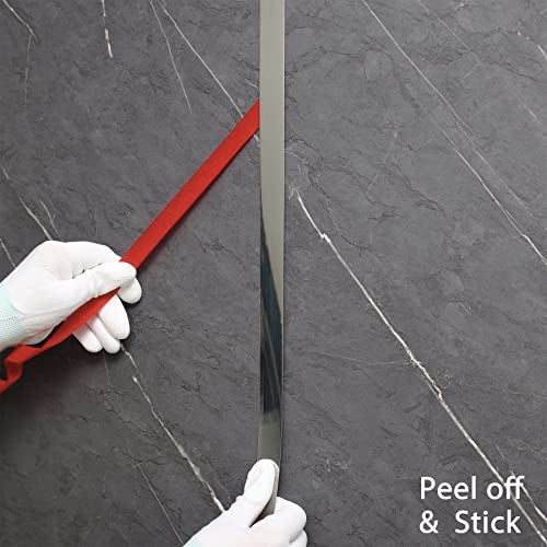 Trimold Stainless Steel Wall Molding Trim Peel and Stick, Flexible Self-Adhesive Metal Trim for Ceiling, Mirror Frame and More, Mirror-Like Finish Metallized Silver - Image 2
