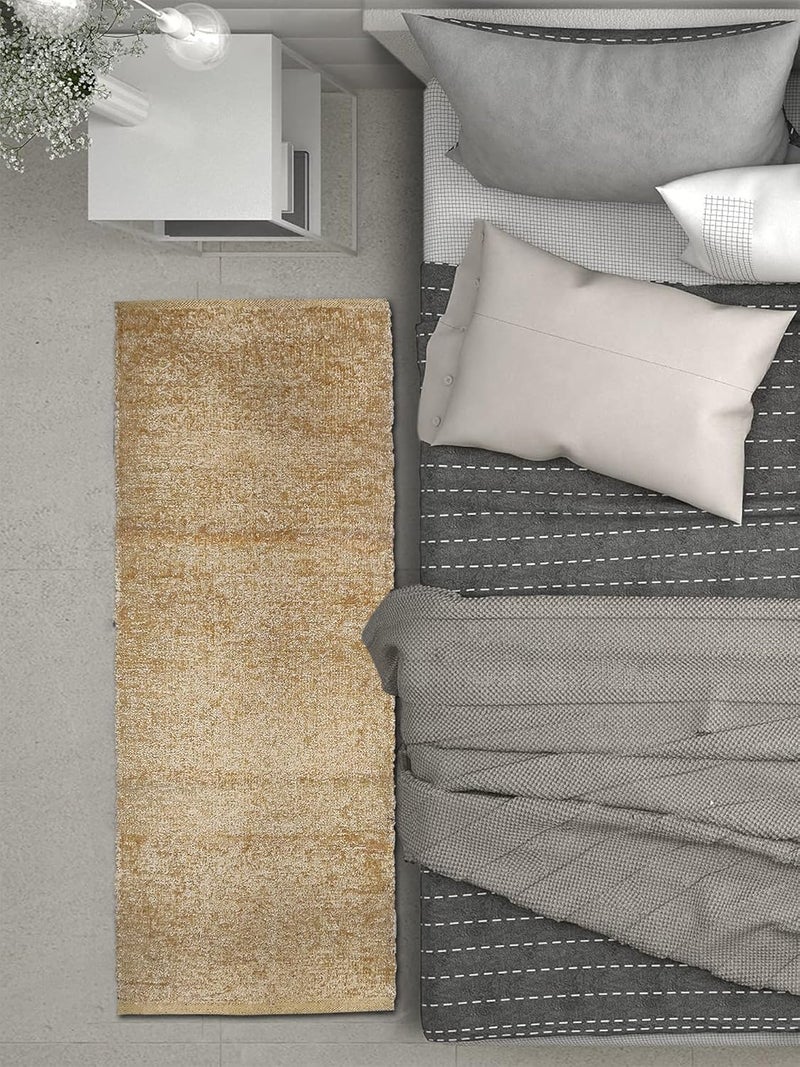 STONEMUNK Reversible Cotton Rectangular Floor Mat Carpet Rug Runner Bedside Runner for Bedroom, Bathroom, Kitchen Yoga & Home Machine Washable - (Beige, 22x72 Inch) - Image 1