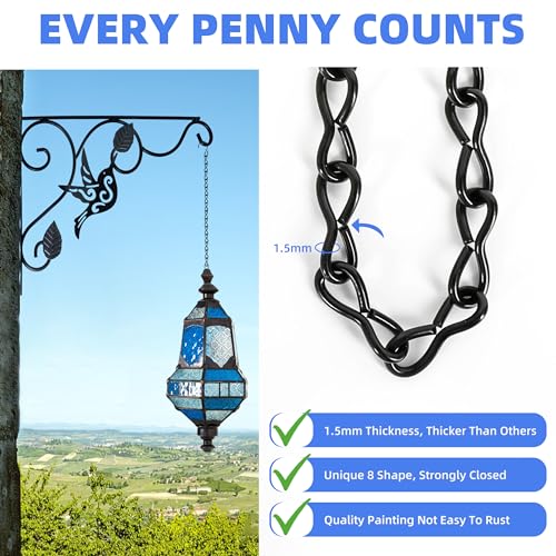 VRSS Hanging Chains for Hanging Planter Basket Bird Feeder Lanterns Ornaments Wind Chimes Billboards DIY Crafts (9.5 inch 6pcs) - Image 2