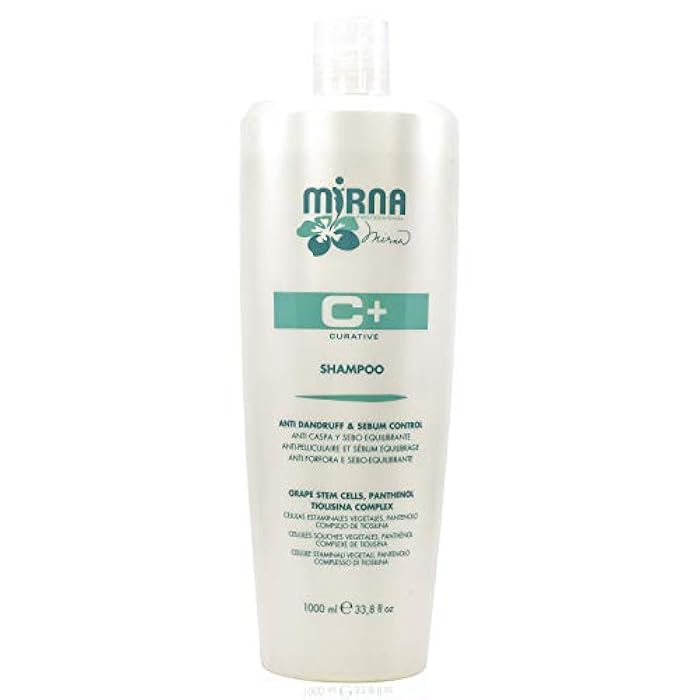 Mirna Professional Anti Dandruff and Grease Control Shampoo. Made with Grape Stem Cells, Tiosilina Complex and Wheat Hydrolyzed Proteins for daily use on oily scalp and hair 1000ml / 33.8oz - Image 1