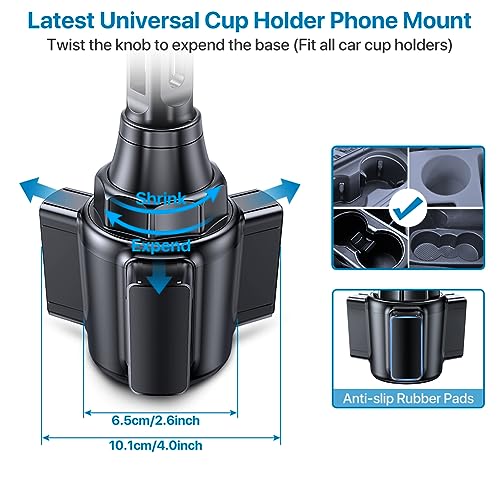Miracase 2025 Upgraded Universal Cup Phone Holder for Car, [Rotatable & Adjustable] Long Neck Car Cup Holder Phone Mount Compatible with iPhone, Samsung, Google & More Smartphones - Image 4