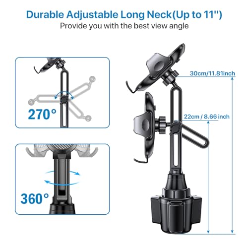 Miracase 2025 Upgraded Universal Cup Phone Holder for Car, [Rotatable & Adjustable] Long Neck Car Cup Holder Phone Mount Compatible with iPhone, Samsung, Google & More Smartphones - Image 5