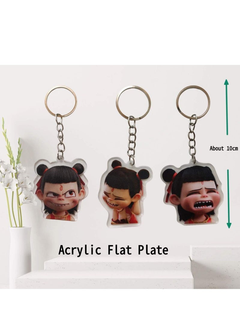 3 pcs Cute Nezha keychain for bags, car pendants - Image 1