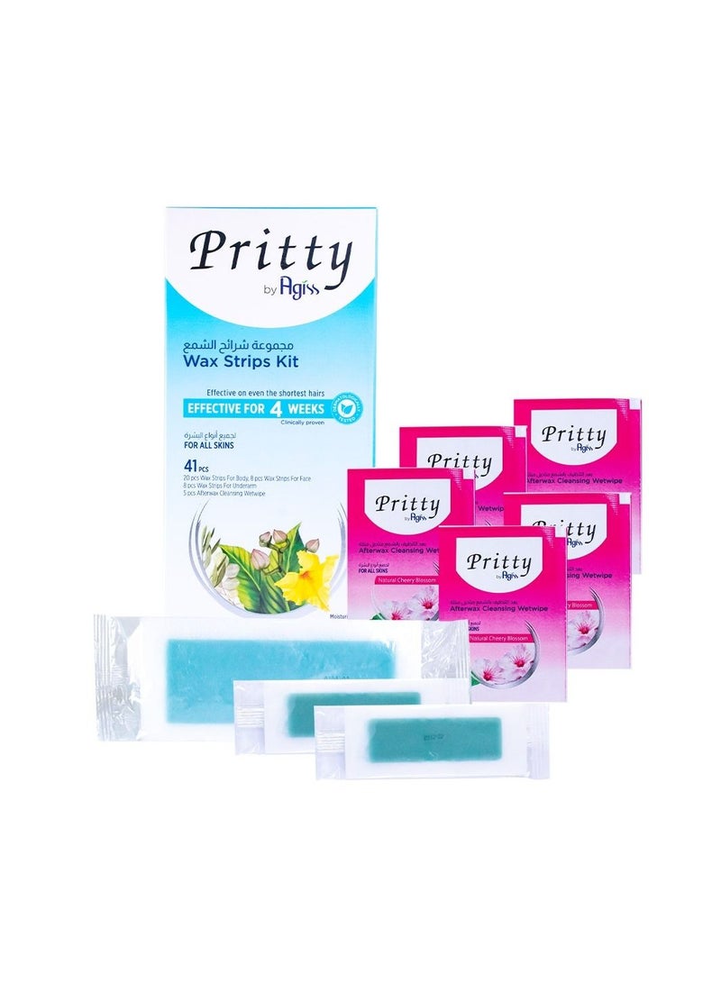 Pritty Full Wax Strips Kit for All Skin Types – Easy Hair Removal with Ready-to-Use Strips, 1 Kit - Image 1