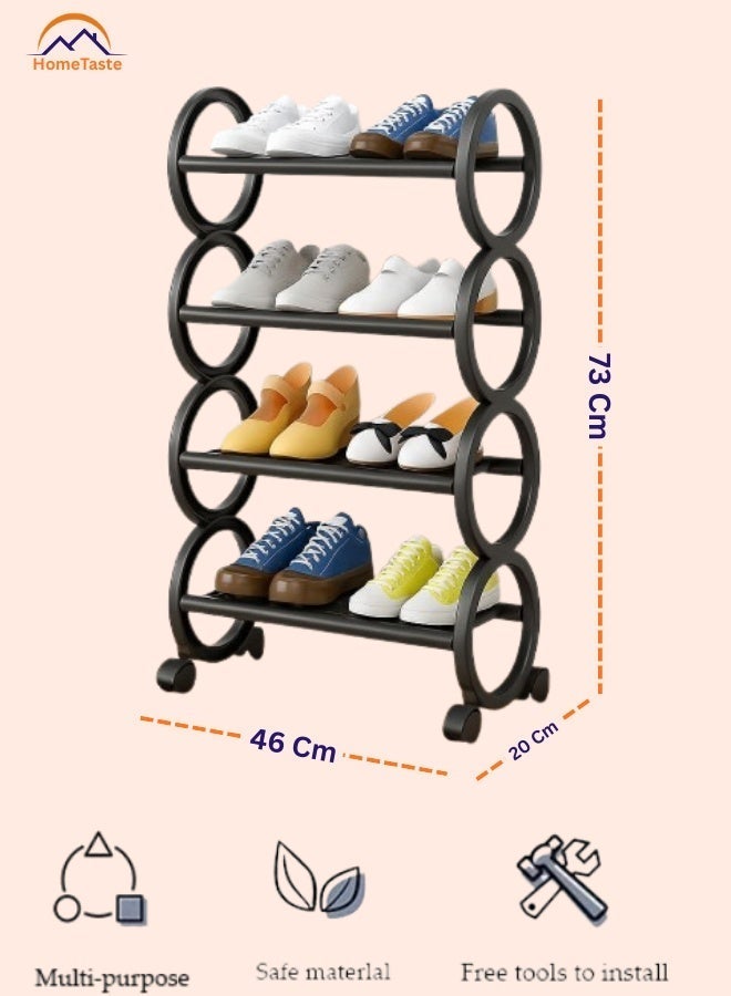 طعم المنزل رف أحذية موفر للمساحة بعجلات متحركة – رفوف بلاستيكية مقوّسة قابلة للتكديس للمدخل والخزانة وغرفة النوم – منظم متعدد الاستخدامات للأحذية ذات الكعب والأحذية الطويلة والرياضية - Image 2