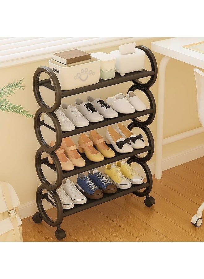 طعم المنزل رف أحذية موفر للمساحة بعجلات متحركة – رفوف بلاستيكية مقوّسة قابلة للتكديس للمدخل والخزانة وغرفة النوم – منظم متعدد الاستخدامات للأحذية ذات الكعب والأحذية الطويلة والرياضية - Image 3