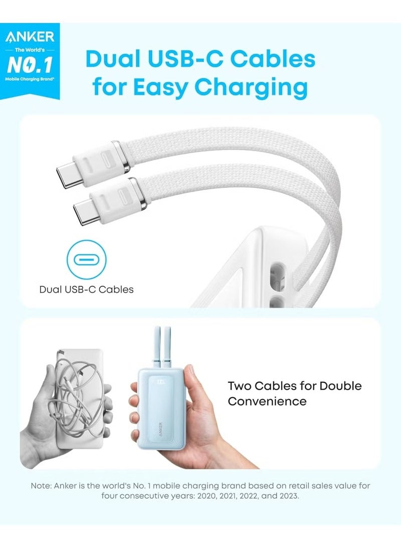 Anker 20000mAh Power Bank with Dual Built-in USB-C Cables, 45W Fast Charging, Pink - Image 2