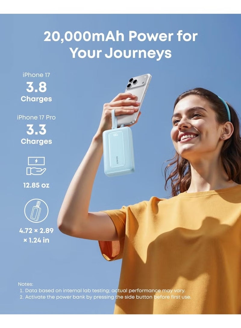 Anker 20000mAh Power Bank with Dual Built-in USB-C Cables, 45W Fast Charging, Pink - Image 5