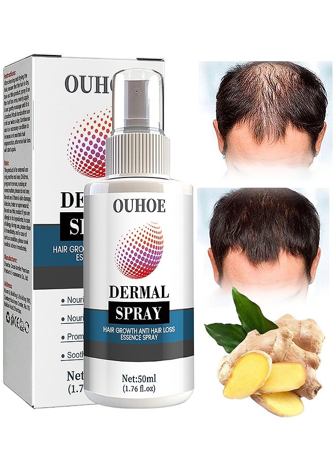 OUHOE Hair Growth Spray, Hair Growth Anti Hair Loss Essence Serum Spray, Ultra Hair Growth Formula Serum Spray, Damaged Dry Hair, Hair Regrowth For Thicker Longer Fuller Hair With Castor Oil Ginger 50ML - Image 1