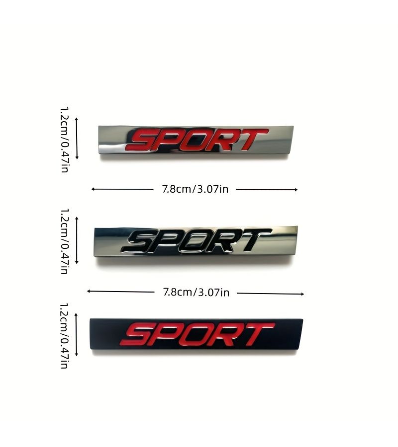Silvery And Black Metal Sport Car Badge For Vehicle Exterior Scratch Covering Logo Plate Sporty Fender And Body Decoration Compatible With Cars Trucks Motorcycles Easy Adhesive Or Screw Mounted Application - Image 2