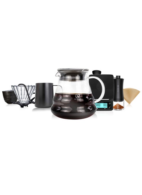 طقم تقطير v60 مع ابريق تقطير من الستانلس ستيل مكون من  6 قطع