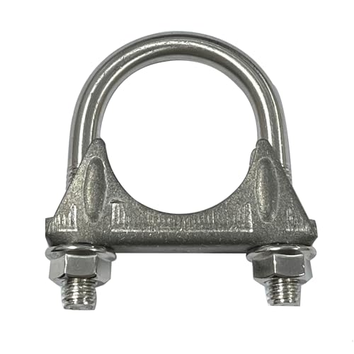eLifecenter Universal Heavy Duty 1-1/2 Inch Stainless Exhaust U-Bolt Clamp, 1.5 Inch Muffler U Clamps Saddle Design with Reinforced Ribs - Image 1