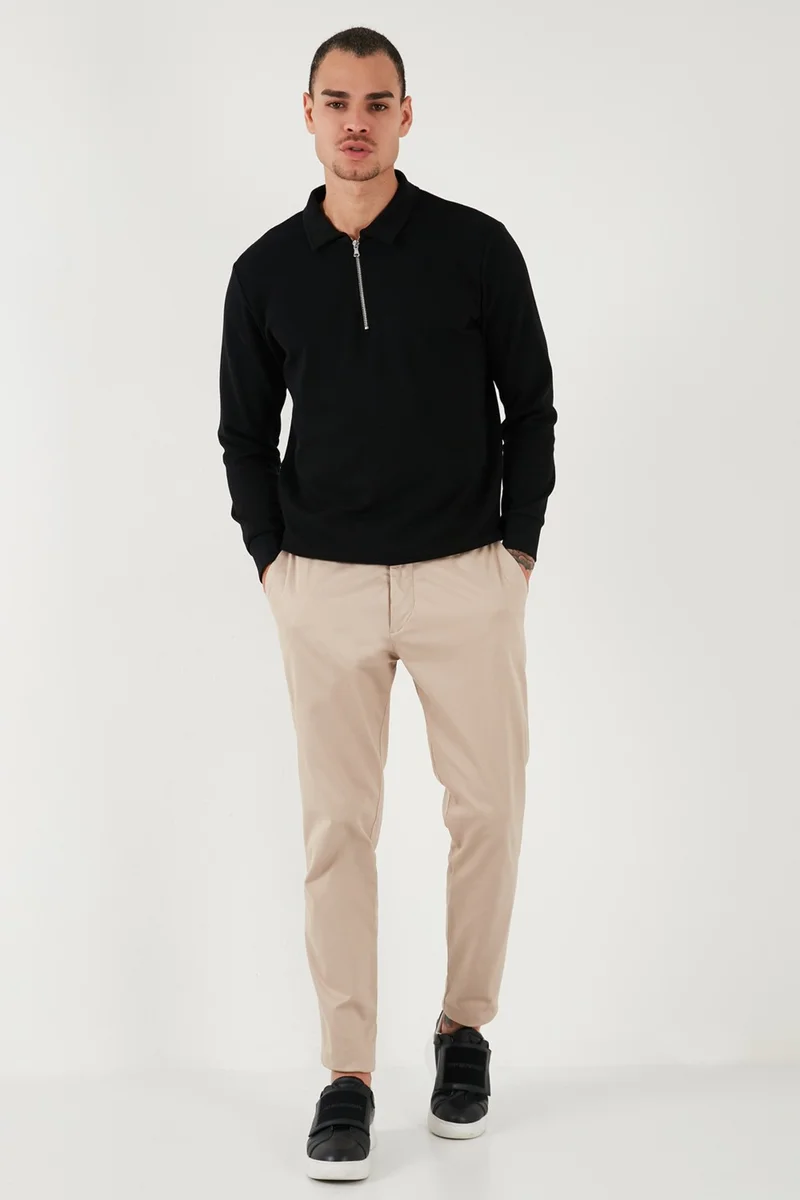 Buratti Cotton Regular Fit Half Zipper Polo Neck Sweat Men's Sweat 5905805