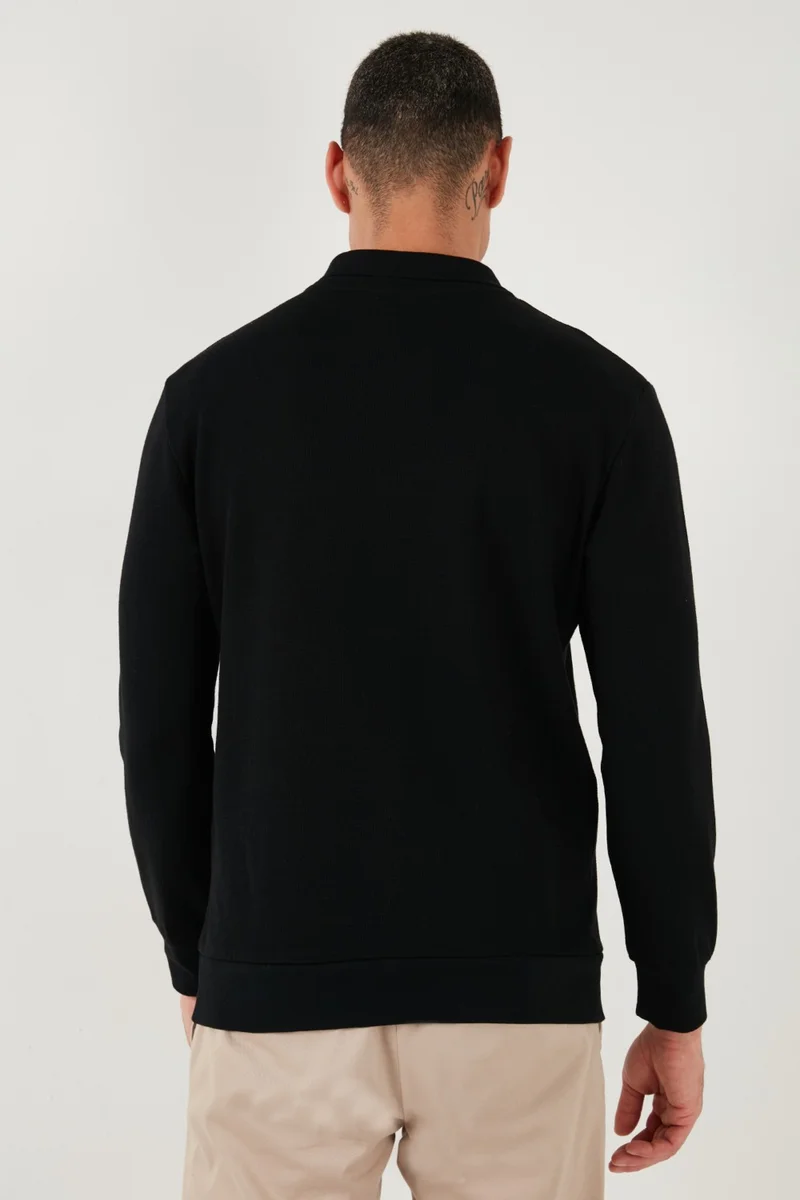 Buratti Cotton Regular Fit Half Zipper Polo Neck Sweat Men's Sweat 5905805