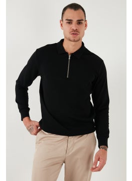 Buratti Cotton Regular Fit Half Zipper Polo Neck Sweat Men's Sweat 5905805  - Image 4