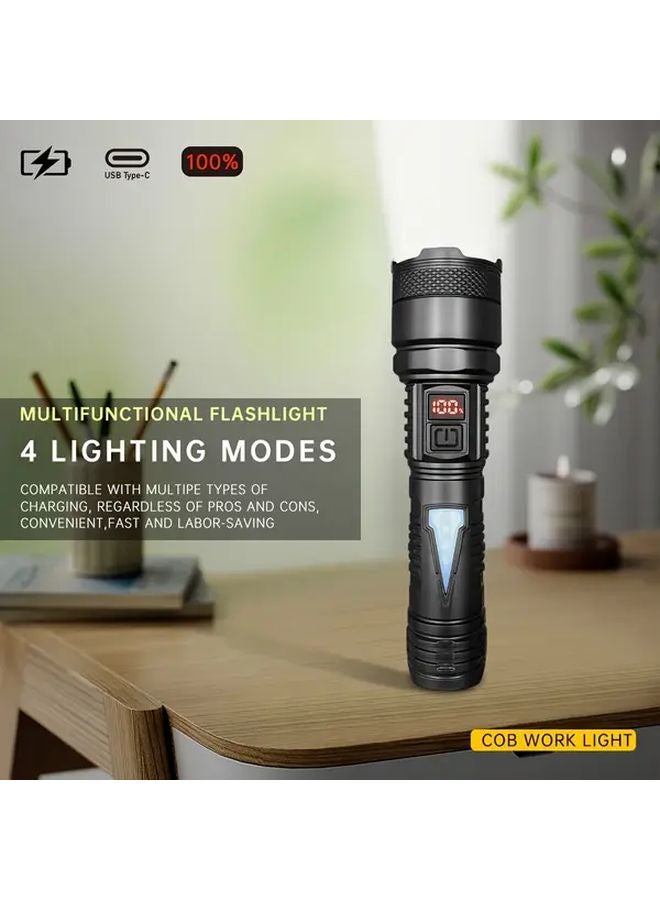 Black Advanced Lumen Projection Flashlight with Magnification and COB Light Rechargeable Battery for Outdoor Camping - Image 5