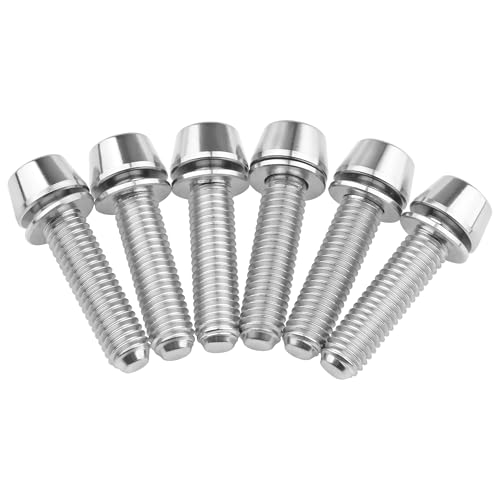 Wanyifa Titanium Ti Allen Hex M5x16 18mm Tapered Head Bolt with Washer Screw for Bicycle Stem Parts Pack of 6 (Normal Titanium, M5x18mm) - Image 5