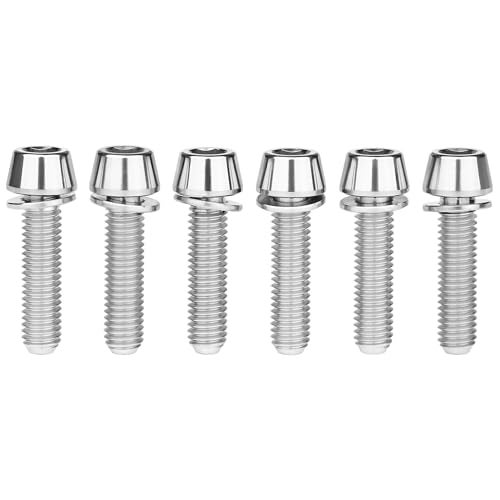Wanyifa Titanium Ti Allen Hex M5x16 18mm Tapered Head Bolt with Washer Screw for Bicycle Stem Parts Pack of 6 (Normal Titanium, M5x18mm) - Image 3