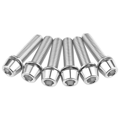 Wanyifa Titanium Ti Allen Hex M5x16 18mm Tapered Head Bolt with Washer Screw for Bicycle Stem Parts Pack of 6 (Normal Titanium, M5x18mm) - Image 4