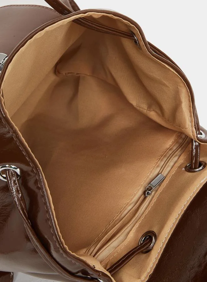 Styli  Brown Flap Pocket Detail Backpack for Women | Best Price UAE