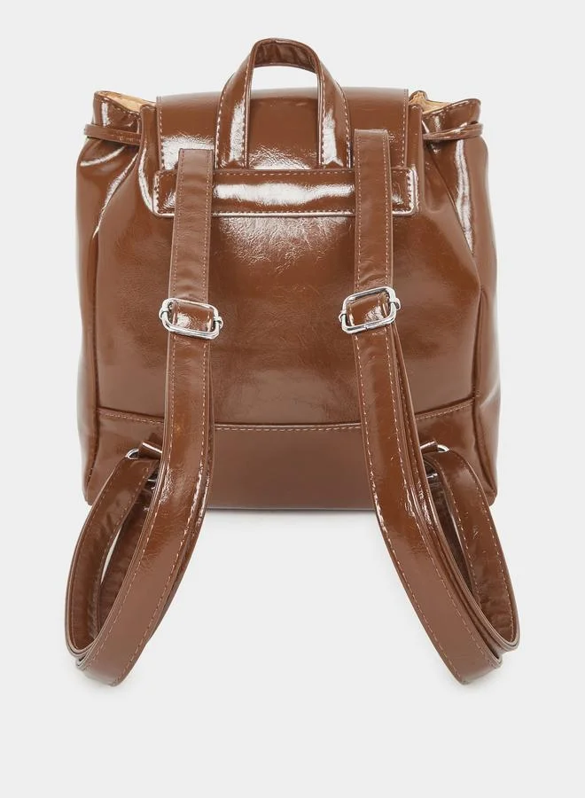 Styli  Brown Flap Pocket Detail Backpack for Women | Best Price UAE