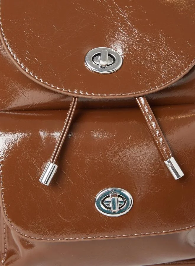 Styli  Brown Flap Pocket Detail Backpack for Women | Best Price UAE