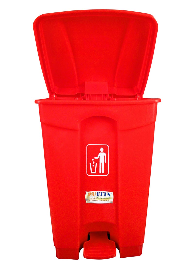 PUFFIN Pedal Dustbin 60 Litre Plastic Red Color - Image 2