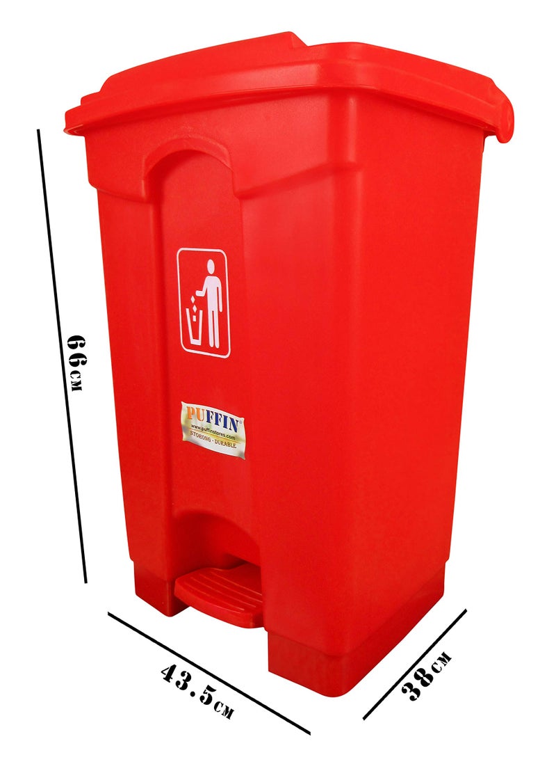 PUFFIN Pedal Dustbin 60 Litre Plastic Red Color - Image 3