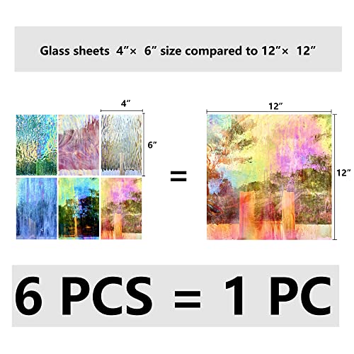 Unicoshape Stained Glass Sheets 12” x 12”, Mosaic Glass 6-Pack (5.8sf), Colorful Cathedral Art and Crafts Sheets for DIY Hobbyists and Projects, Assorted Colors, Easy to Cut (Iridescent Transparent) - Image 4