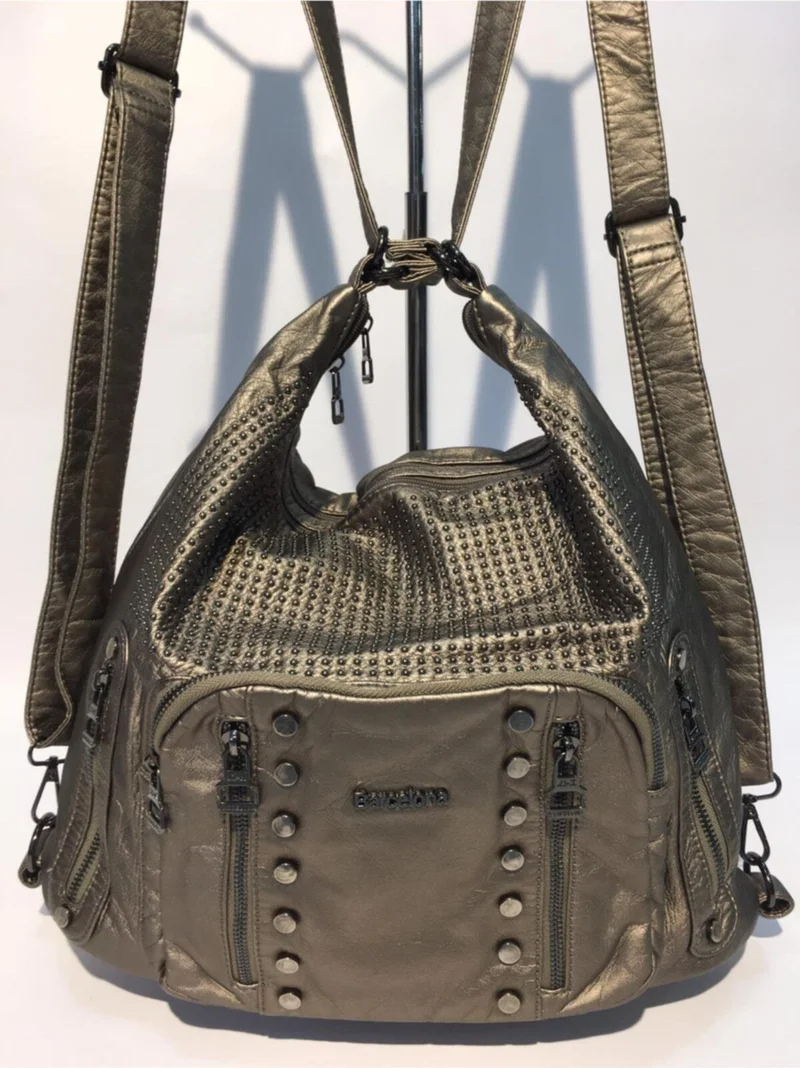 برشلونة Wash Leather Women's Shoulder and Backpack Bag