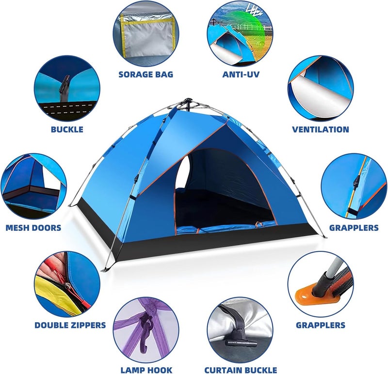 Rovyfota Camping Tent, Automatic 1-2 Man Person Instant Tent Pop Up Ultralight Dome Tent, Waterproof & Windproof Camping Tent with Removable Outer Tarpaulin, Double Layers - Image 4