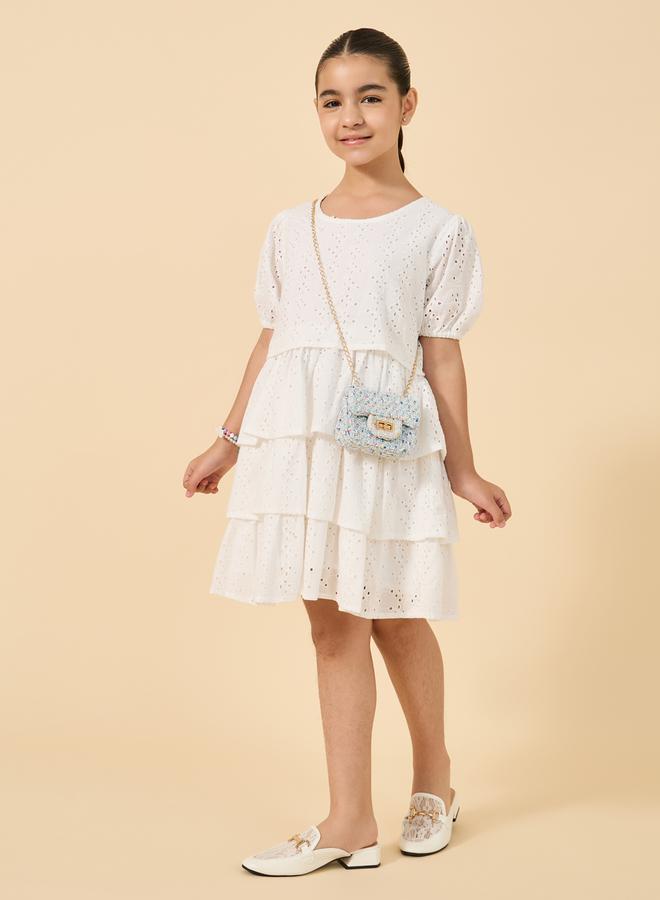 Styli Schiffli dress with Tiers - Image 1