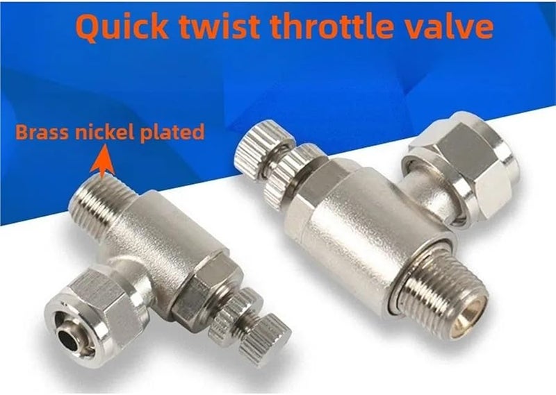 صمام التحكم في التدفق الهوائي النحاسي SL8 M5 إدخال بالضغط مع صمام عدم رجوع لتنظيم سرعة الأسطوانة - Image 4