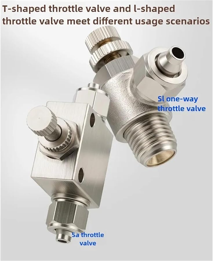 صمام التحكم في التدفق الهوائي النحاسي SL8 M5 إدخال بالضغط مع صمام عدم رجوع لتنظيم سرعة الأسطوانة - Image 3