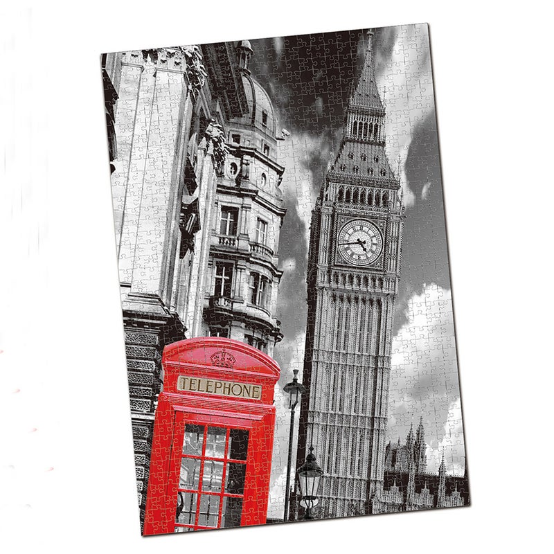 (Telephone Booth) 1000 Pieces Large Jigsaw Puzzle for Adults 75*50cm with Storage Bag 1000Pcs Jigsaw Puzzle Paper Puzzles Educational Toys for Children Bedroom Decoration Stickers - Image 1