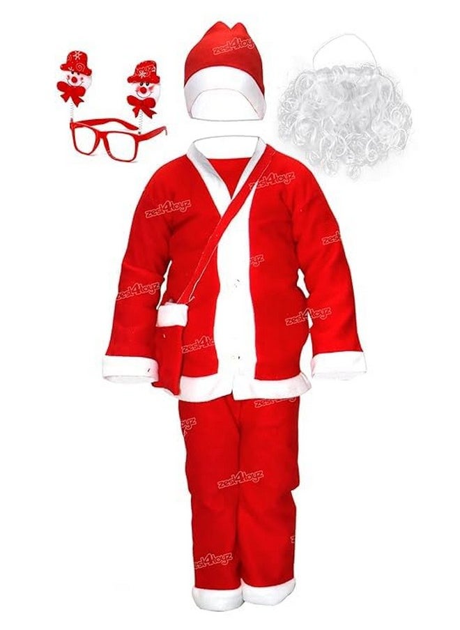 Zest 4 Toyz Synthetic Woven Santa Claus Dress For Kids Christmas Costume Dress With Jacket Pant Cap Goggles Beard And Pouch Santa Dress For Boys And Girls - Age 4 To 6 Years Old, Red - pzsku/Z8FCCA6B3081DD2C07622Z/45/_/1737806474/db0dbd46-474e-42bc-b11b-05704d8f9fa1