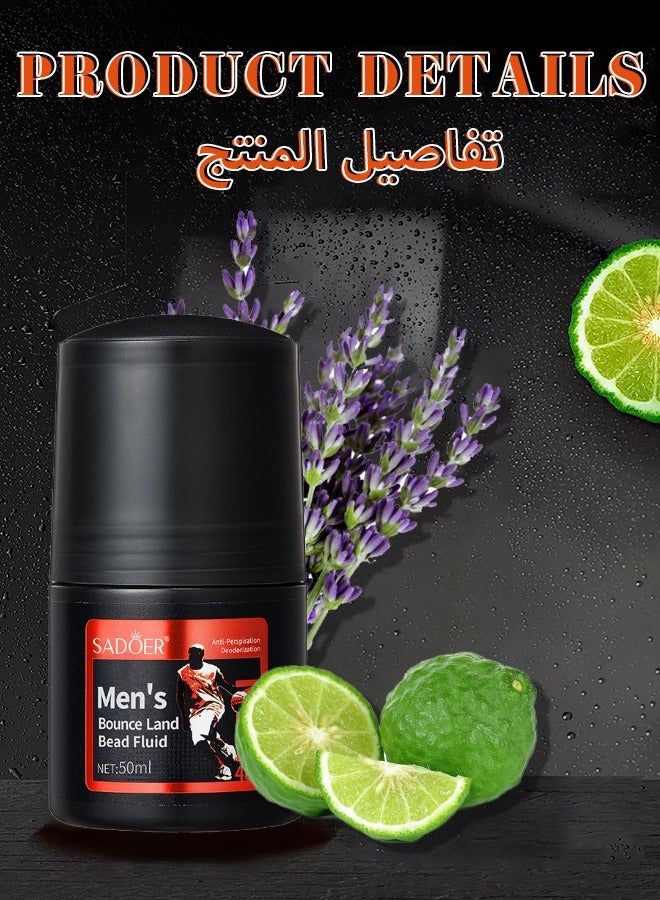 SADOER Refreshing Men's Roll On Anti-perspirant Deodorant | Fresh & Clean | Based Deodorant | Long Lasting Fragrance Home Perfume | Natural Anti-Odour Fragrance 50ml (Bounce Land) - Image 3