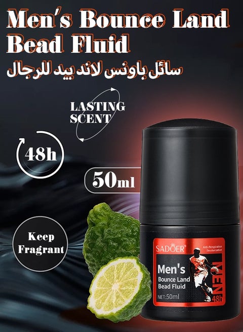 مزيل العرق المنعش للرجال رول أون مضاد للتعرق للرجال | مزيل عرق منعش ونظيف | مزيل عرق أساسه | عطر منزلي يدوم طويلاً | عطر طبيعي مضاد للعرق 50 مل (باونس لاند)
