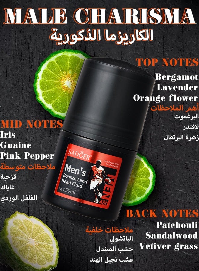SADOER Refreshing Men's Roll On Anti-perspirant Deodorant | Fresh & Clean | Based Deodorant | Long Lasting Fragrance Home Perfume | Natural Anti-Odour Fragrance 50ml (Bounce Land) - Image 2