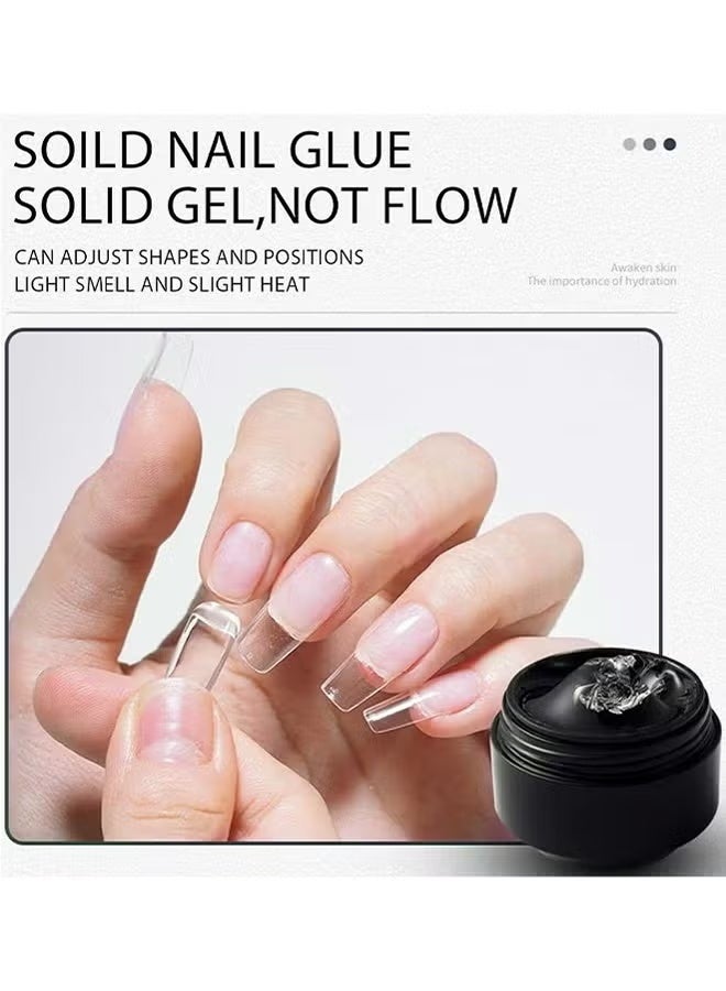 Azonee 30g Solid Nail Glue, Suitable for Press-On Nails, 3D Pvc Candy Soft Glue, Acrylic False Nails, Used for Strengthening Nails, DIY Manicure, Home Salon Use, Including Crystal Rod, Sponge, Baking Lamp (Baking Lamp Color Is Random) - Image 5
