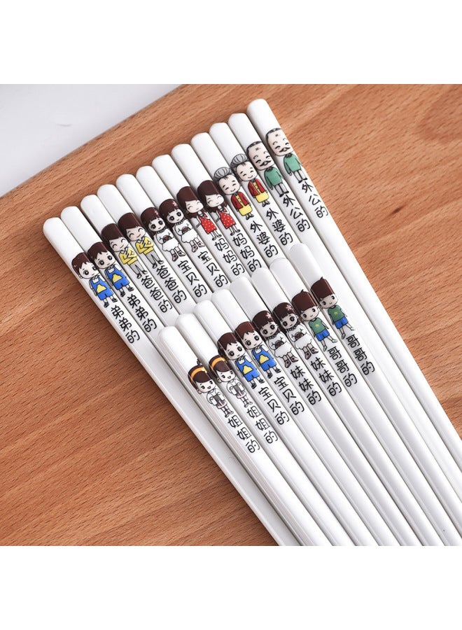 Parent-child Ceramic Chopsticks Spoon Household Non-moldy High Temperature Non-slip Chopsticks Spoon Special-purpose Set One-person Chopsticks-Color:Chopsticks-Mom  - Image 4