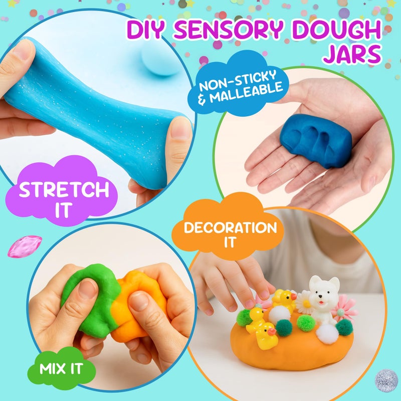 JOY SPOT! 8-Pack Play Dough Jars, Reusable Sensory Play Kit for Kids, Non-Toxic, Educational Creative Playdough,Birthday Valentines Gift,Party Favors, Goodie Bags, Boys Girls Home Preschool Classroom - Image 5