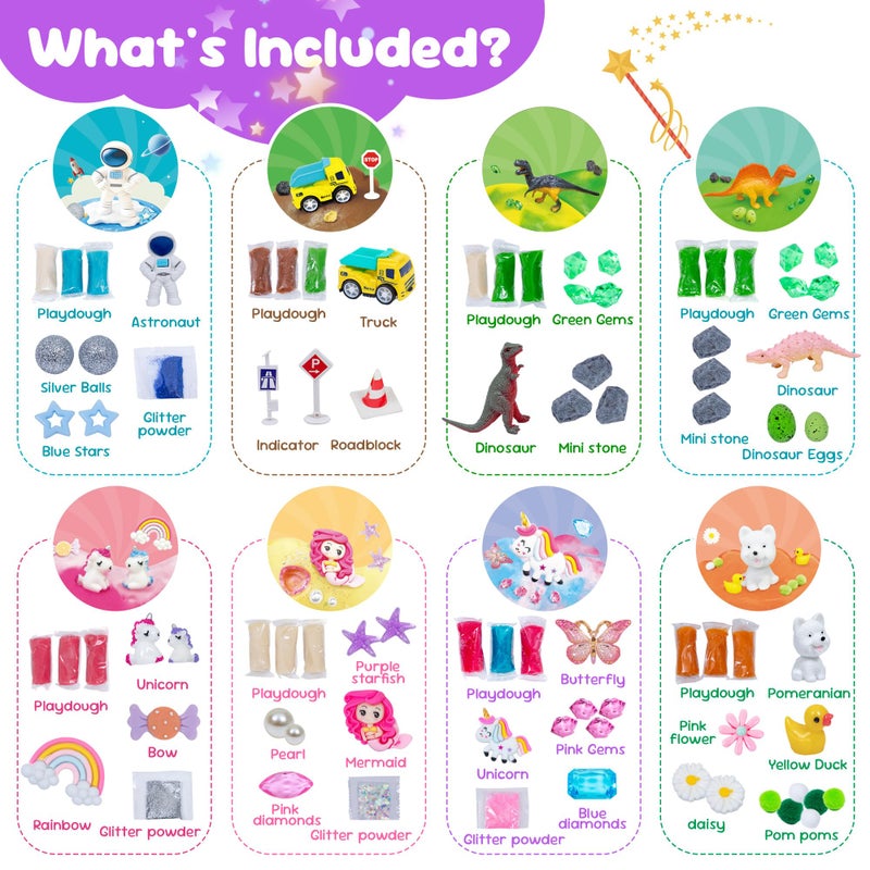 JOY SPOT! 8-Pack Play Dough Jars, Reusable Sensory Play Kit for Kids, Non-Toxic, Educational Creative Playdough,Birthday Valentines Gift,Party Favors, Goodie Bags, Boys Girls Home Preschool Classroom - Image 3