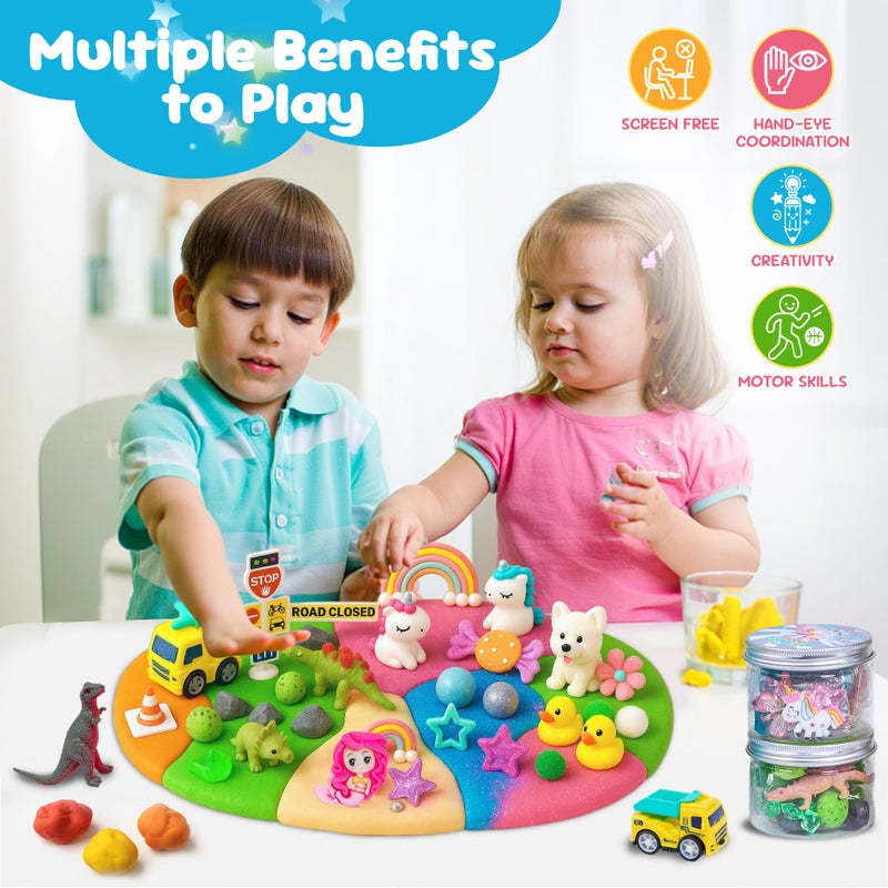JOY SPOT! 8-Pack Play Dough Jars, Reusable Sensory Play Kit for Kids, Non-Toxic, Educational Creative Playdough,Birthday Valentines Gift,Party Favors, Goodie Bags, Boys Girls Home Preschool Classroom - Image 4