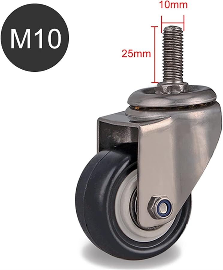 2 بوصة M10 عجلات كاستر بدون فرامل إطار من الفولاذ المقاوم للصدأ 304 مداس صامت مقاوم للصدأ للبيئات الرطبة عجلات كاستر صناعية 2 قطعة - Image 3