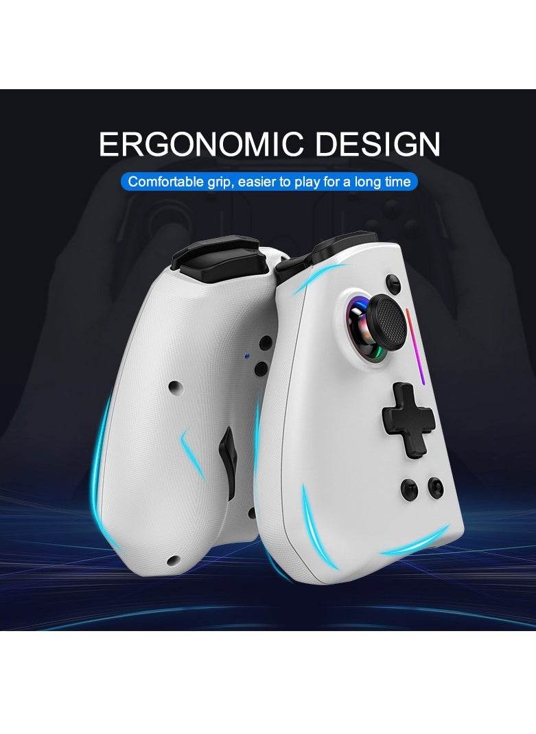LinYuvo KS42 Meteor Light Wireless Joy-pad with 8 Color RGB Lights for Switch/Lite/OLED, with Programmable, Turbo & Vibration(White)