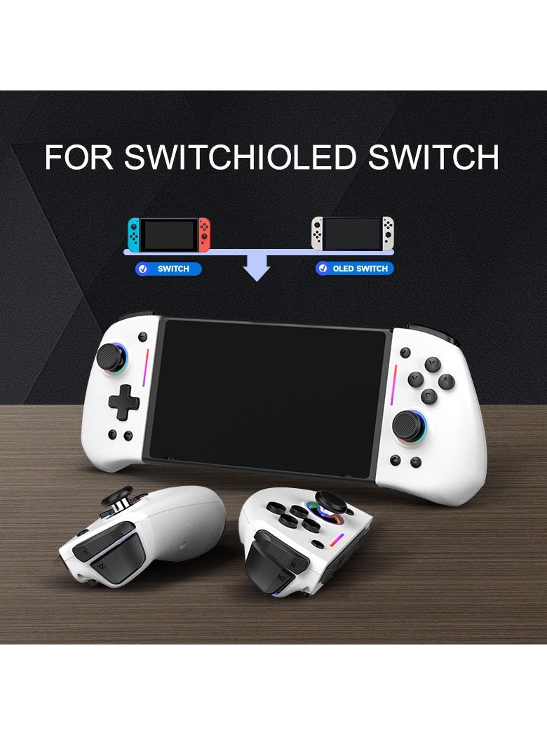 LinYuvo KS42 Meteor Light Wireless Joy-pad with 8 Color RGB Lights for Switch/Lite/OLED, with Programmable, Turbo & Vibration(White)