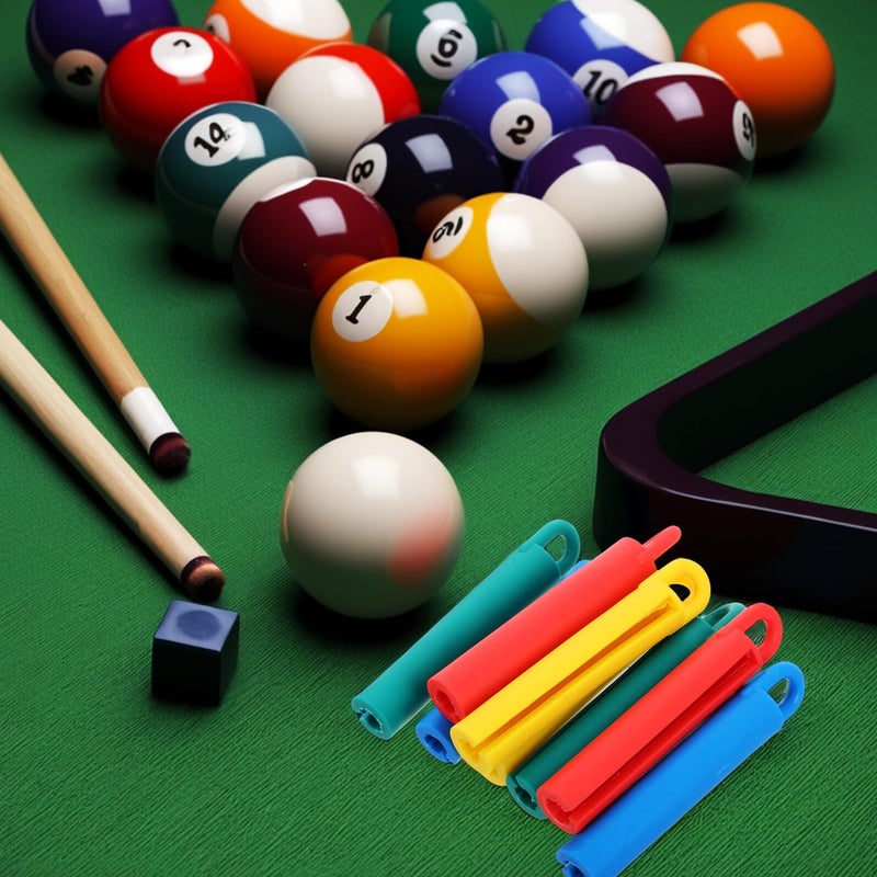 Wall Mounted Pool Cue Rack Set 8pcs with Clips Multi Color 11cm for Billiard Stick Storage - Image 5