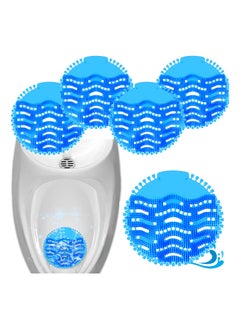 KASTWAVE 5 Pack Scented Urinal Screens Deodorizer with Anti-Splash Bristles, KASTWAVE Men Bathroom Deodorizer Waterless Toilet Anti Splash Urinal for Public Restrooms and Fits Most Brand Urinals (Blue)  - Image 1