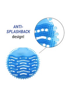 KASTWAVE 5 Pack Scented Urinal Screens Deodorizer with Anti-Splash Bristles, KASTWAVE Men Bathroom Deodorizer Waterless Toilet Anti Splash Urinal for Public Restrooms and Fits Most Brand Urinals (Blue)  - Image 4